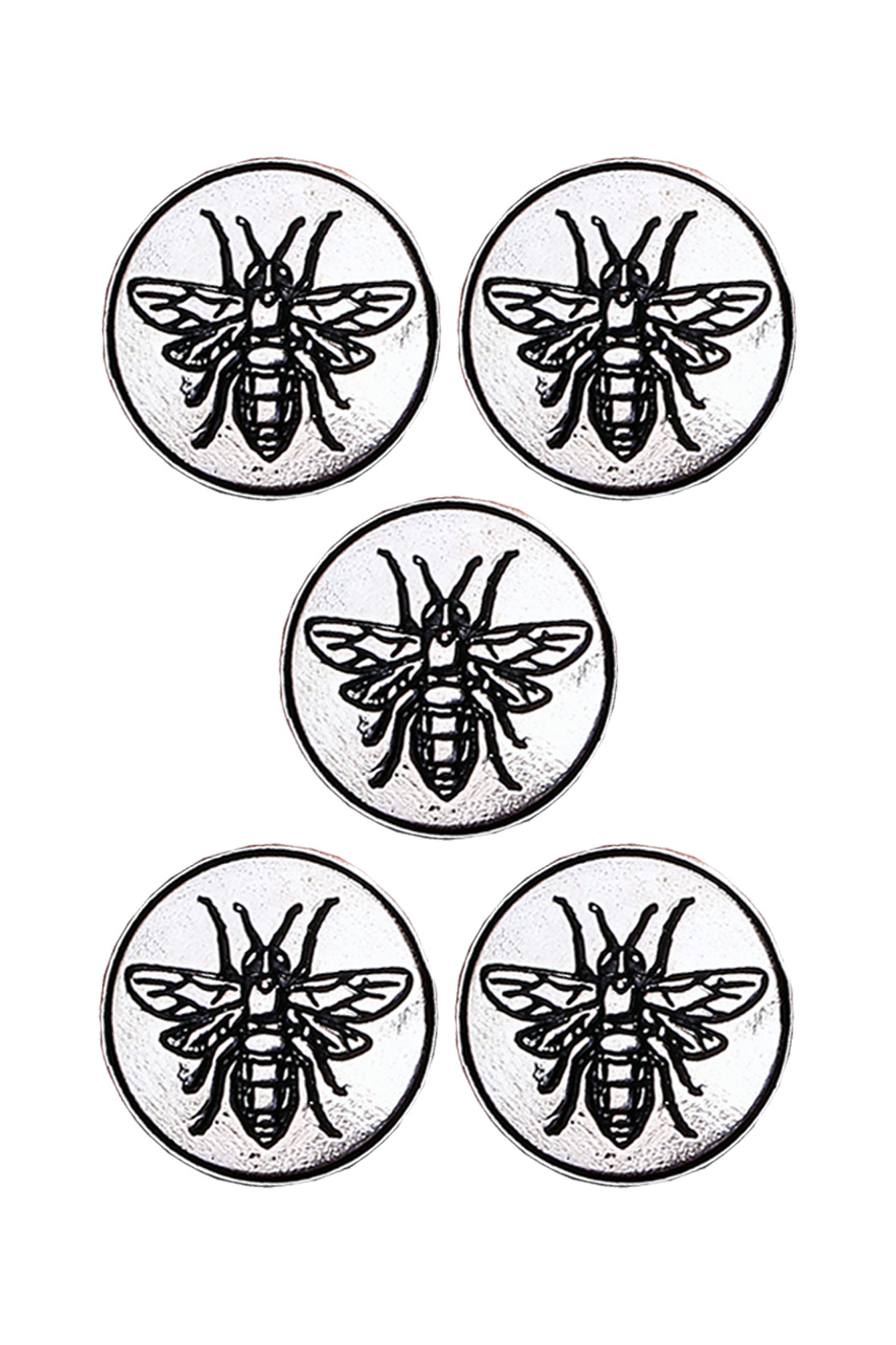 Silver Oxidised Flying Wonder Buttons (Set of 5) by Cosa Nostraa at Pernia's Pop Up Shop