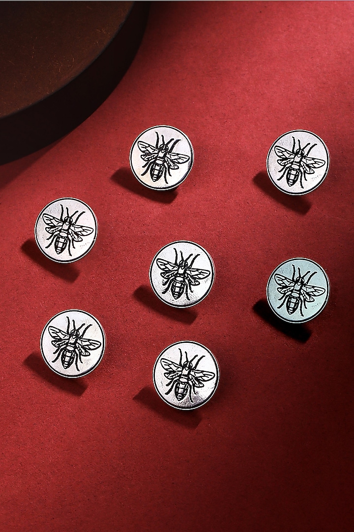 Silver Oxidised Flying Wonder Buttons (Set of 7) by Cosa Nostraa at Pernia's Pop Up Shop