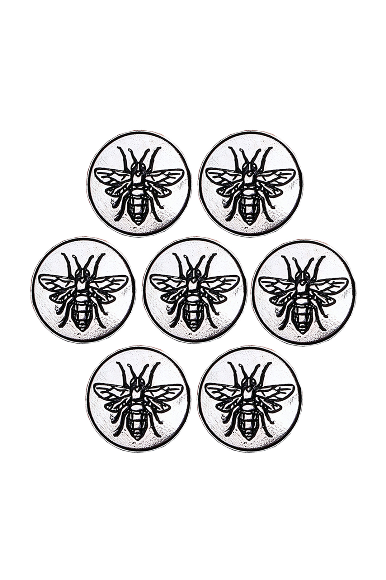 Silver Oxidised Flying Wonder Buttons (Set of 7) by Cosa Nostraa at Pernia's Pop Up Shop