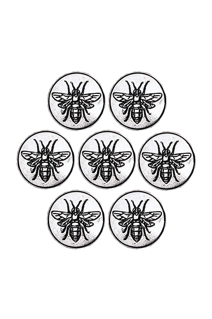 Silver Oxidised Flying Wonder Buttons (Set of 7) by Cosa Nostraa at Pernia's Pop Up Shop