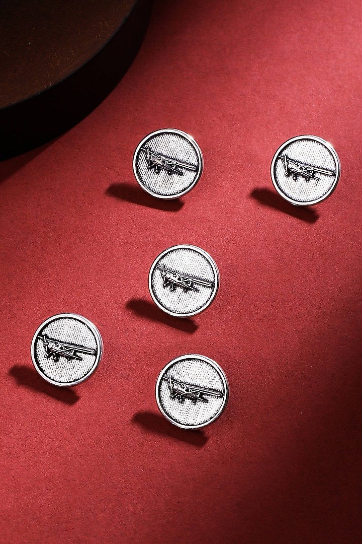 Silver Oxidised Vintage Plane Buttons (Set of 5 ) by Cosa Nostraa at Pernia's Pop Up Shop