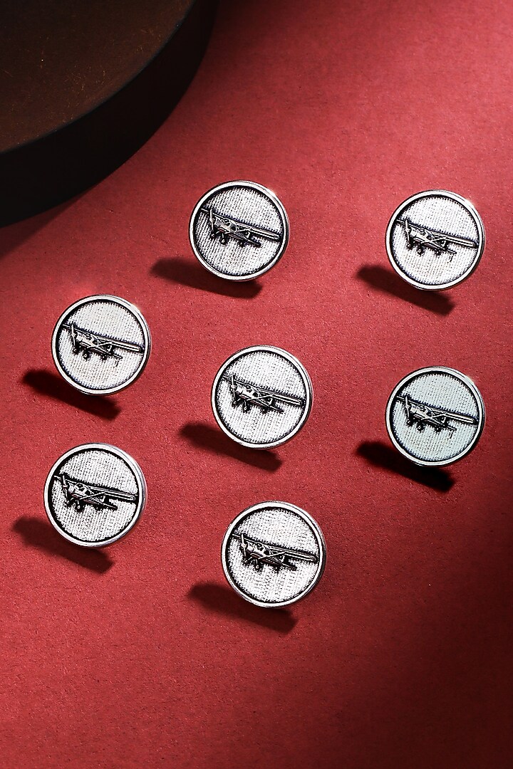 Silver Oxidised Vintage Plane Buttons (Set of 7) by Cosa Nostraa at Pernia's Pop Up Shop