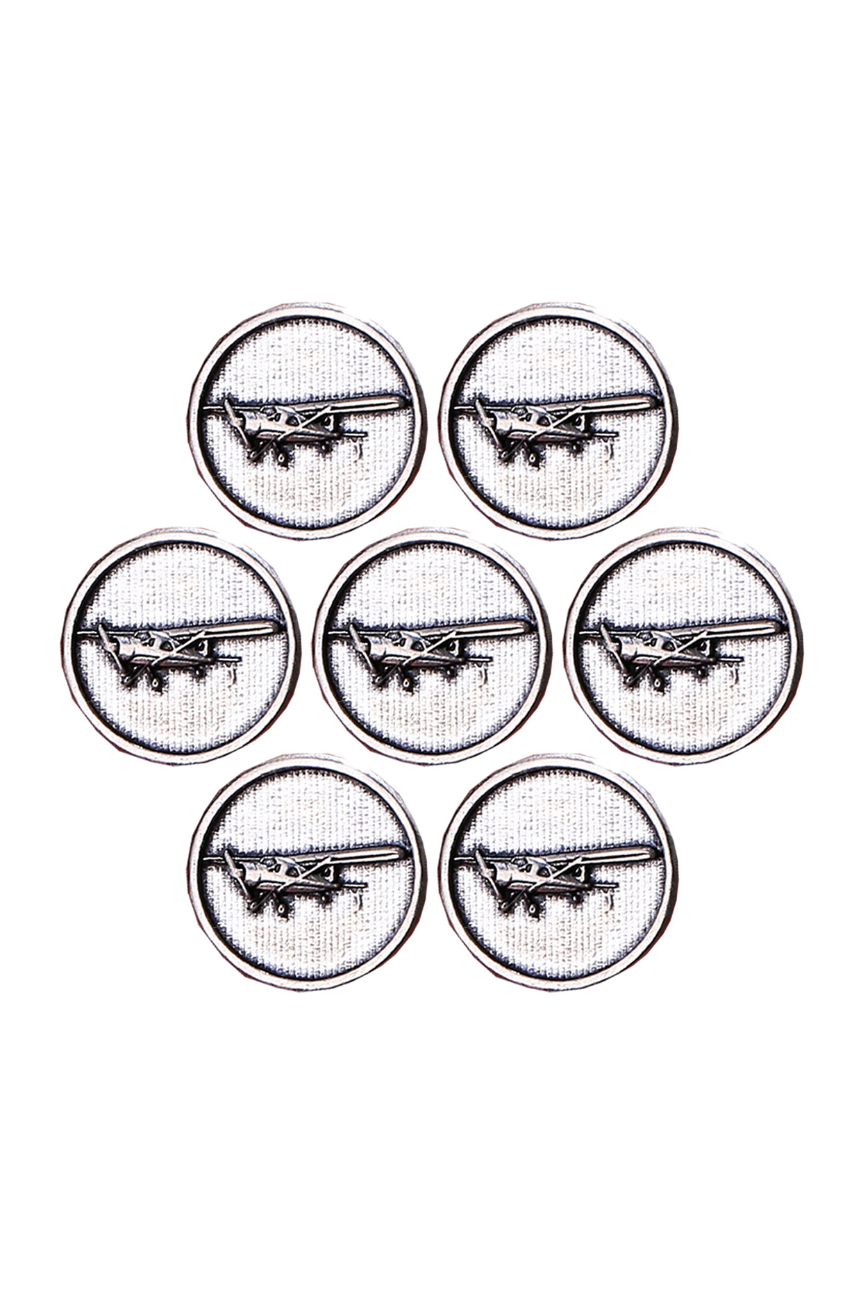 Silver Oxidised Vintage Plane Buttons (Set of 7) by Cosa Nostraa at Pernia's Pop Up Shop