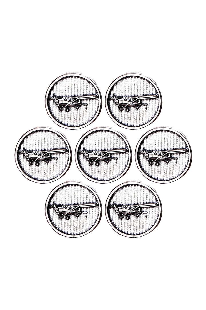 Silver Oxidised Vintage Plane Buttons (Set of 7) by Cosa Nostraa at Pernia's Pop Up Shop