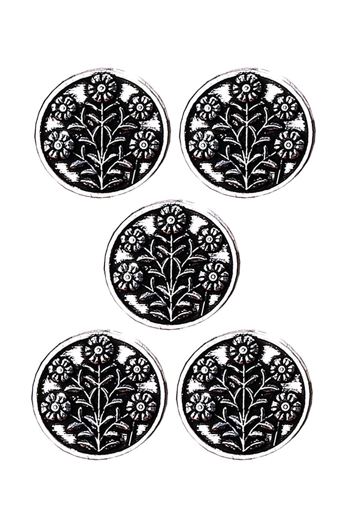 Silver Oxidised Eternal Garden Buttons (Set of 5) by Cosa Nostraa at Pernia's Pop Up Shop