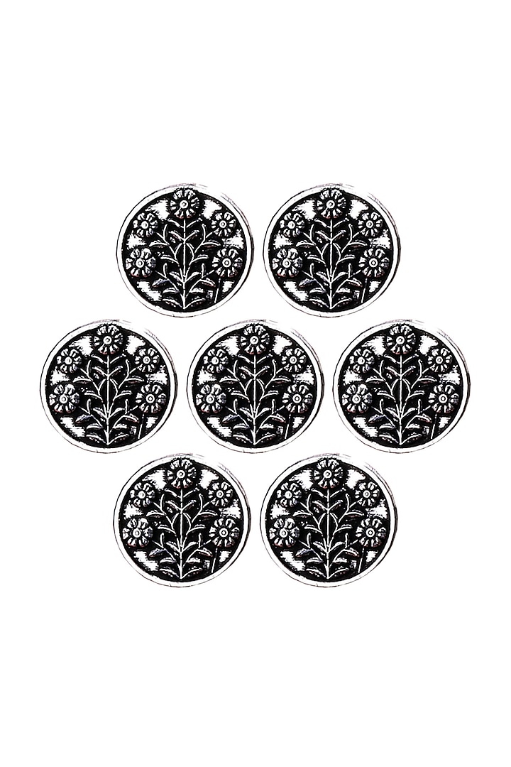 Silver Oxidised Eternal Garden Buttons (Set of 7) by Cosa Nostraa at Pernia's Pop Up Shop
