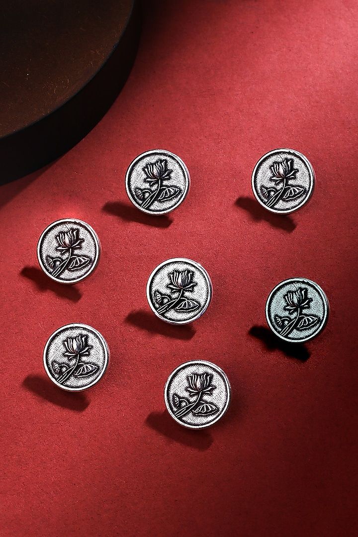 Silver Oxidised Eternal Garden Buttons (Set of 7) by Cosa Nostraa at Pernia's Pop Up Shop