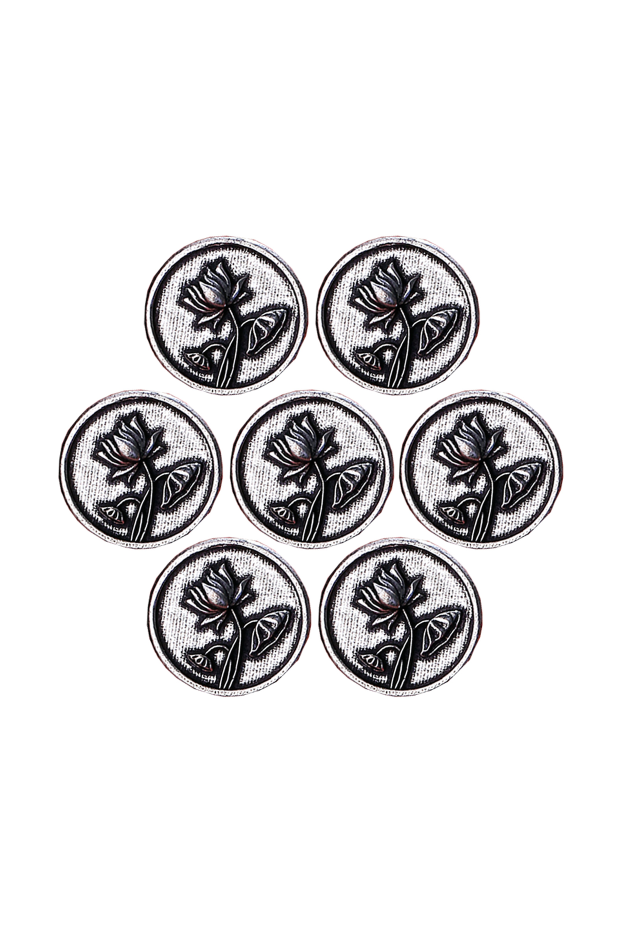 Silver Oxidised Eternal Garden Buttons (Set of 7) by Cosa Nostraa at Pernia's Pop Up Shop