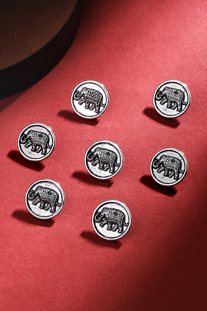 Silver Oxidised Eternal Garden Buttons (Set of 7) by Cosa Nostraa at Pernia's Pop Up Shop