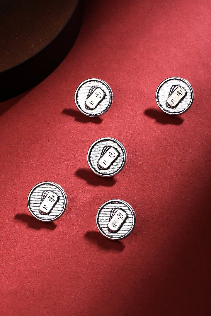 Silver Oxidised Biscuit Buttons (Set of 5) by Cosa Nostraa at Pernia's Pop Up Shop