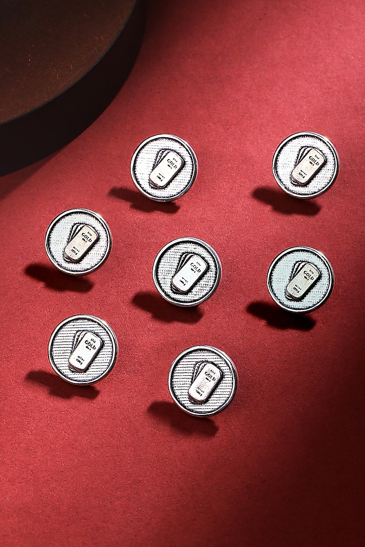 Silver Oxidised Biscuit Buttons (Set of 7) by Cosa Nostraa at Pernia's Pop Up Shop