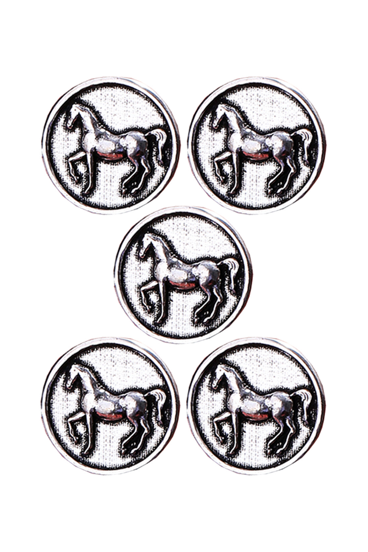 Silver Oxidised Stallion Shimmer Buttons (Set of 5) by Cosa Nostraa at Pernia's Pop Up Shop
