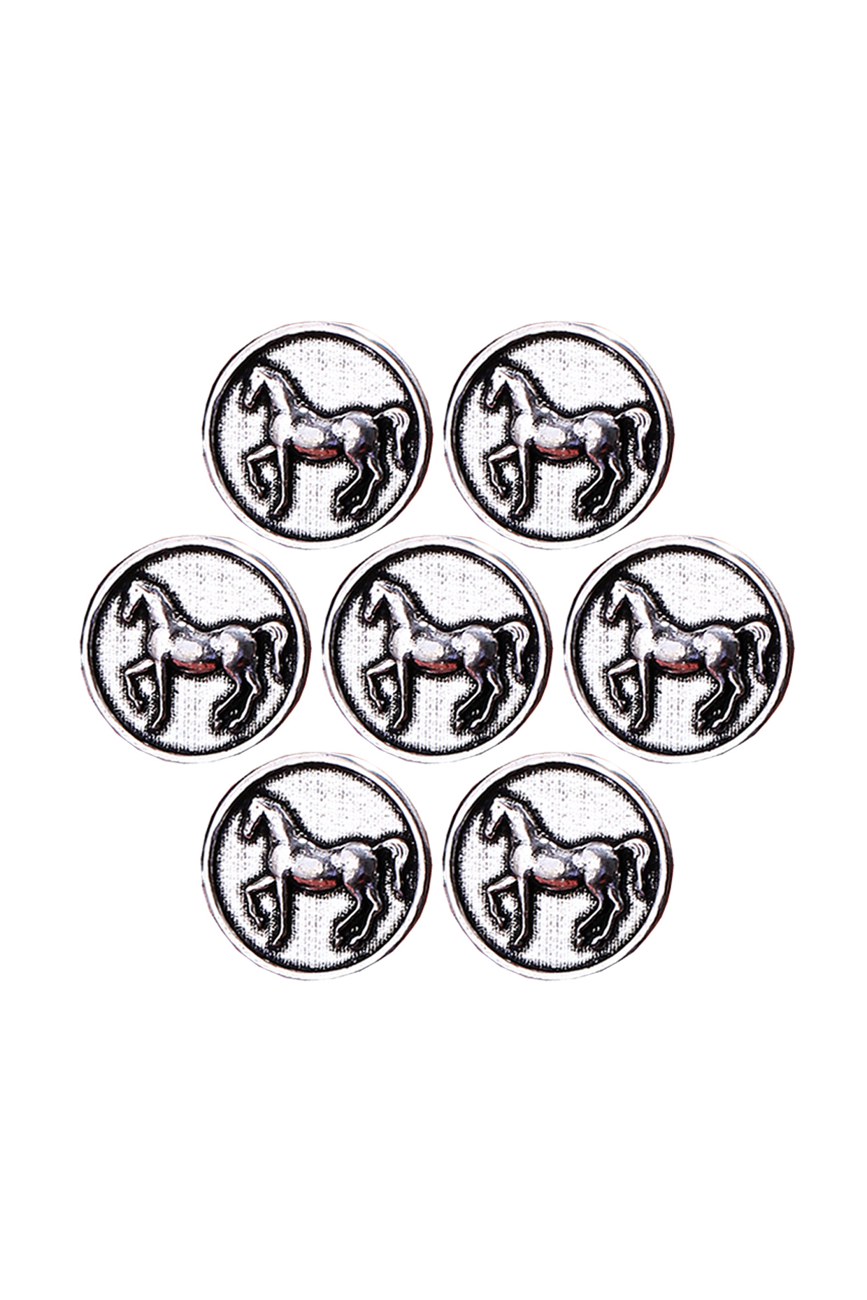 Silver Oxidised Stallion Shimmer Buttons (Set of 7) by Cosa Nostraa at Pernia's Pop Up Shop
