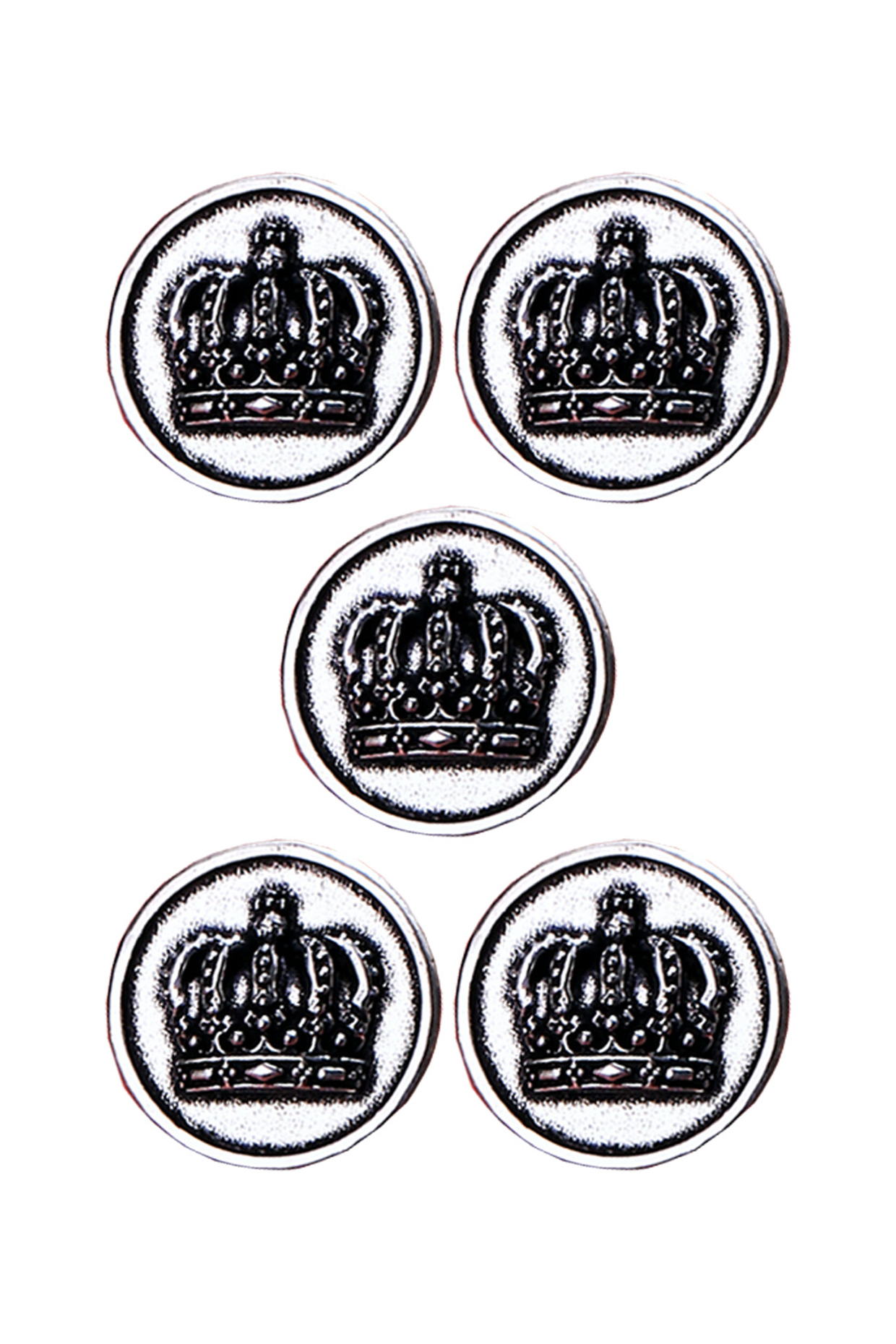 Silver Oxidised Emperor Crown Buttons (Set of 5) by Cosa Nostraa at Pernia's Pop Up Shop