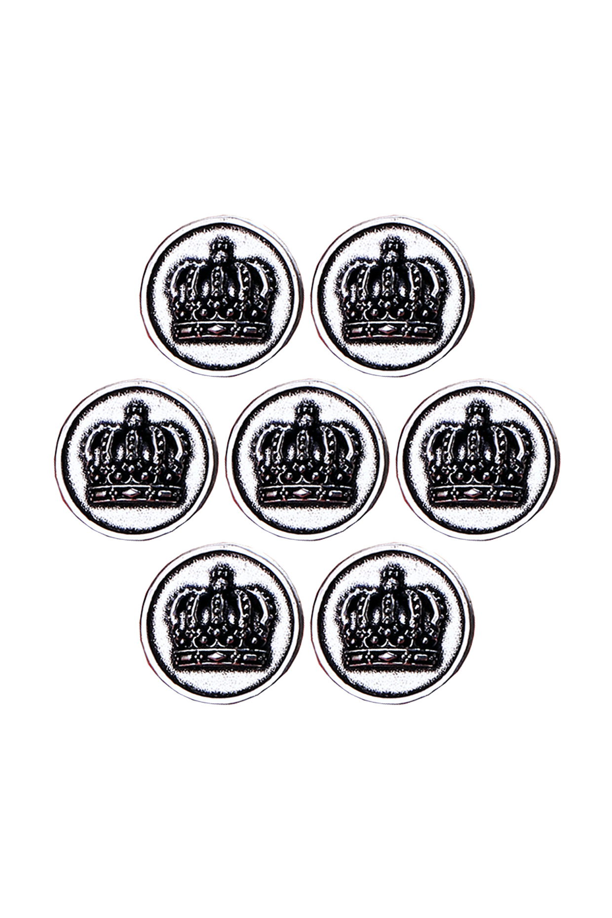 Silver Oxidised Emperor Crown Buttons (Set of 7) by Cosa Nostraa at Pernia's Pop Up Shop