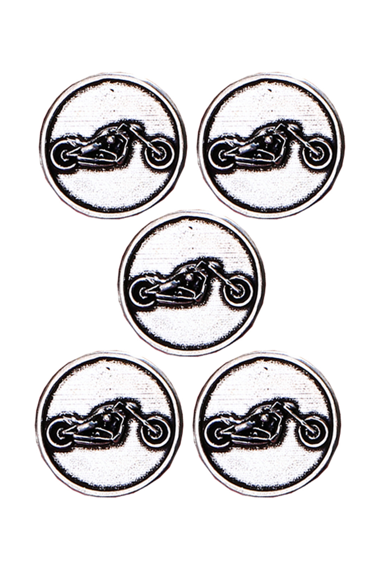 Silver Oxidised Bold Biker Buttons (Set of 5) by Cosa Nostraa at Pernia's Pop Up Shop