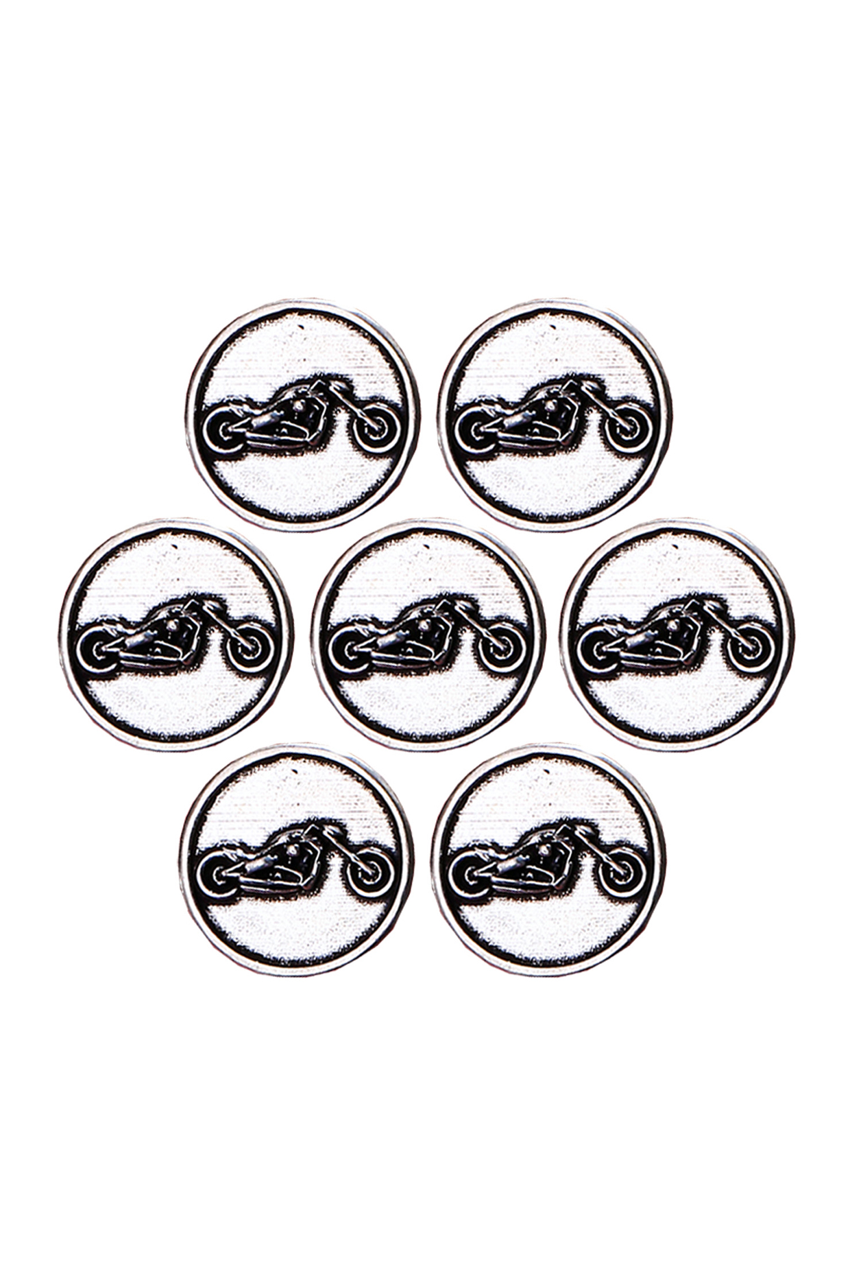 Silver Oxidised Bold Biker Buttons (Set of 7) by Cosa Nostraa at Pernia's Pop Up Shop