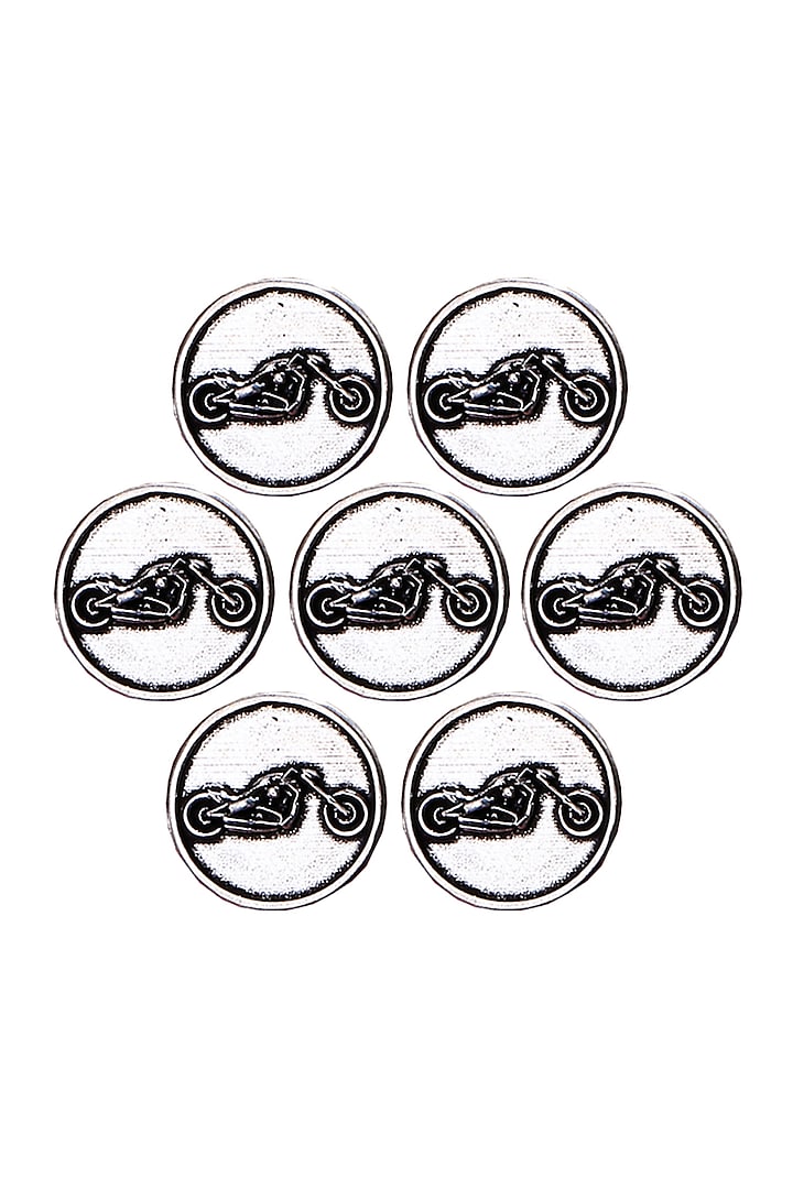 Silver Oxidised Bold Biker Buttons (Set of 7) by Cosa Nostraa at Pernia's Pop Up Shop