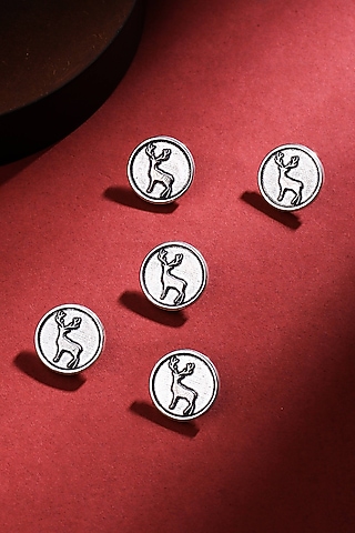 Silver Oxidised Daring Deer Buttons (Set of 5) by Cosa Nostraa