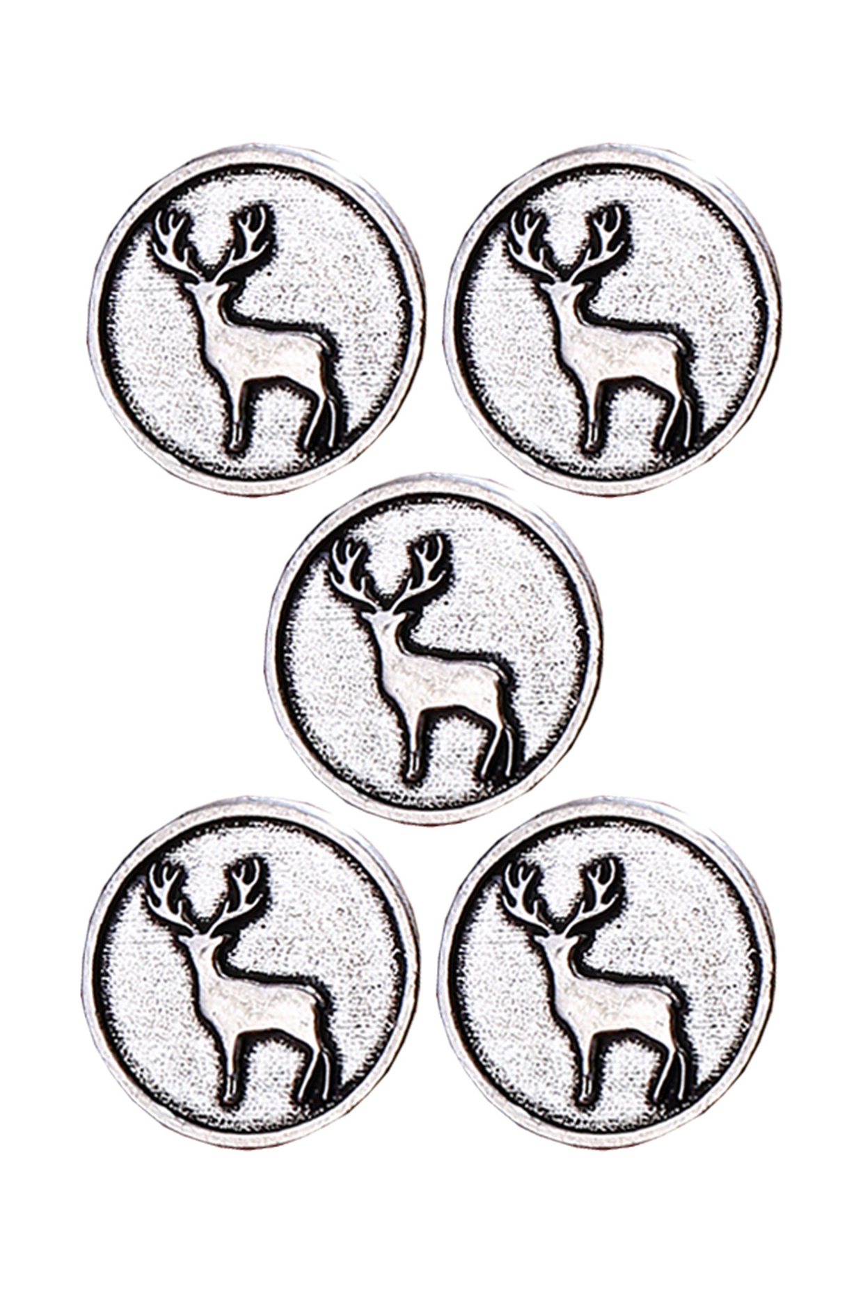Silver Oxidised Daring Deer Buttons (Set of 5) by Cosa Nostraa at Pernia's Pop Up Shop