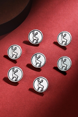 Silver Oxidised Daring Deer Buttons (Set of 7) by Cosa Nostraa