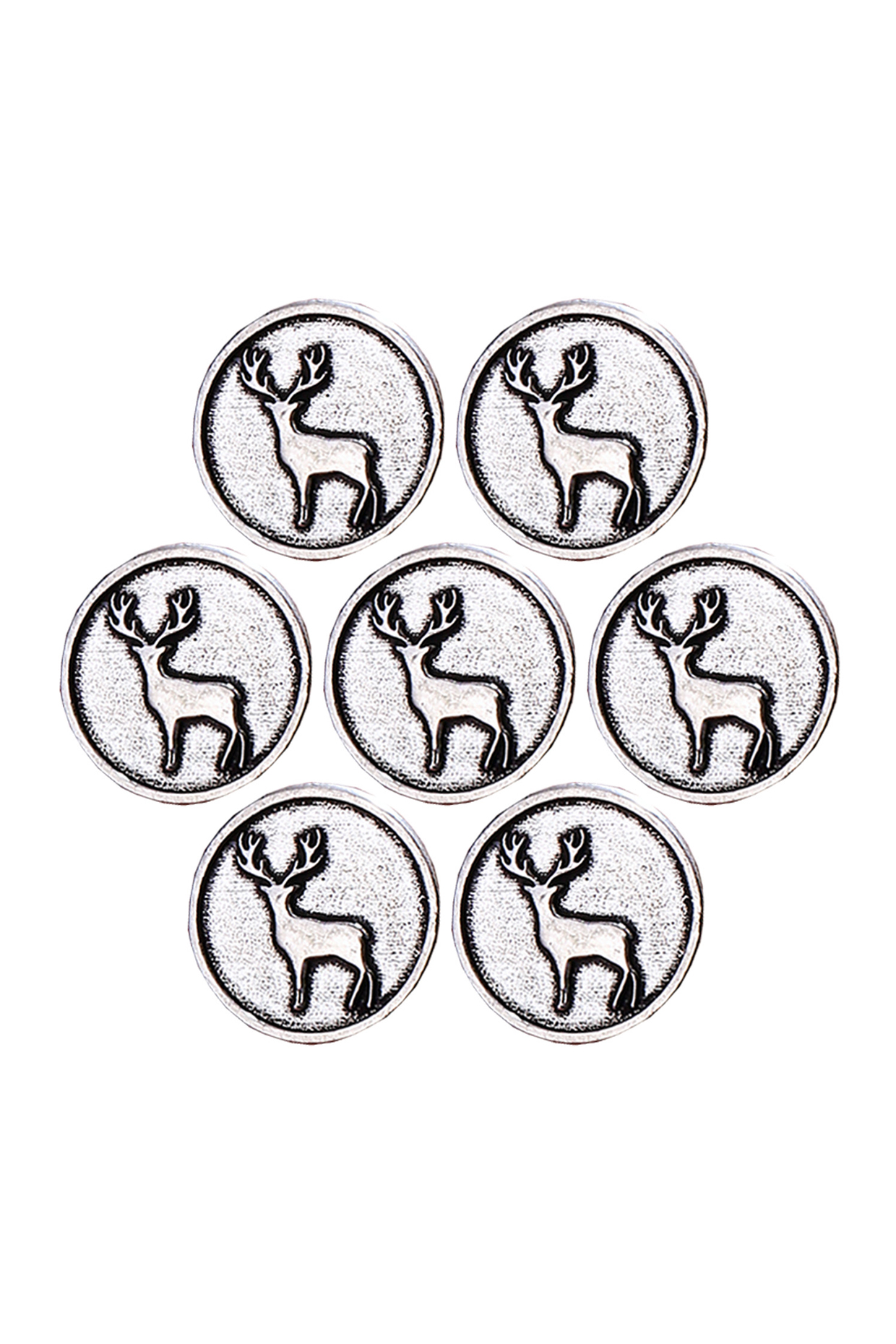 Silver Oxidised Daring Deer Buttons (Set of 7) by Cosa Nostraa at Pernia's Pop Up Shop