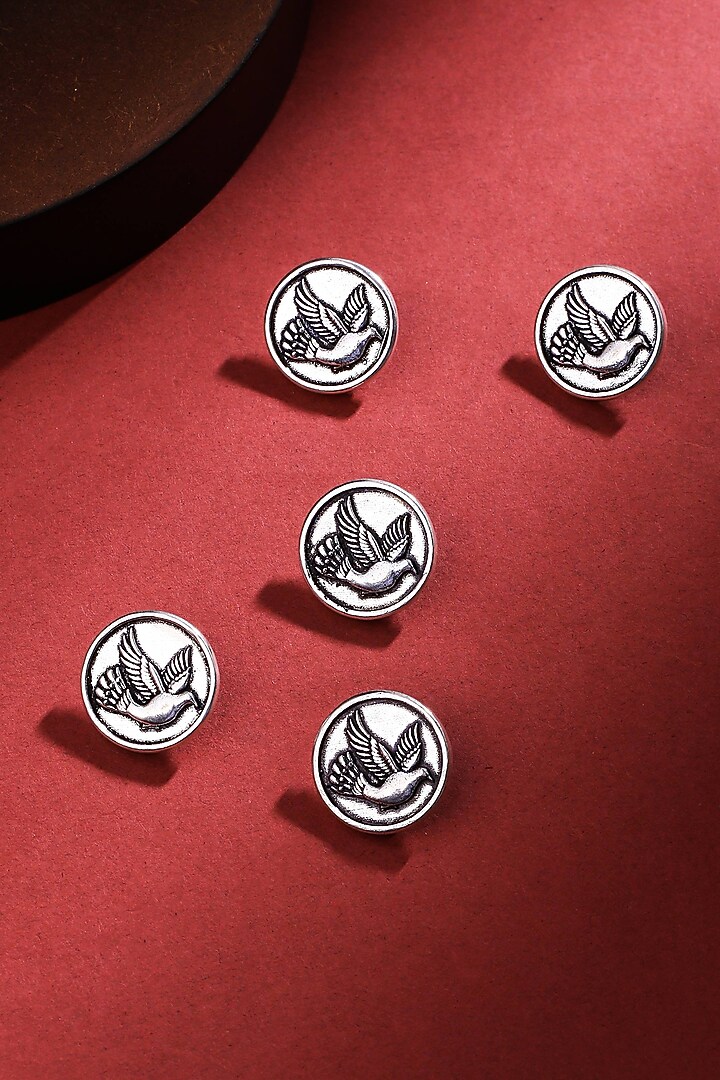 Silver Oxidised Flying Bird Buttons (Set of 5) by Cosa Nostraa at Pernia's Pop Up Shop