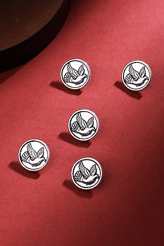 Silver Oxidised Flying Bird Buttons (Set of 5) by Cosa Nostraa