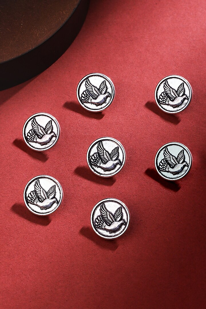 Silver Oxidised Flying Bird Buttons (Set of 7) by Cosa Nostraa at Pernia's Pop Up Shop