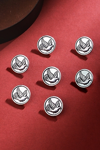 Silver Oxidised Flying Bird Buttons (Set of 7) by Cosa Nostraa