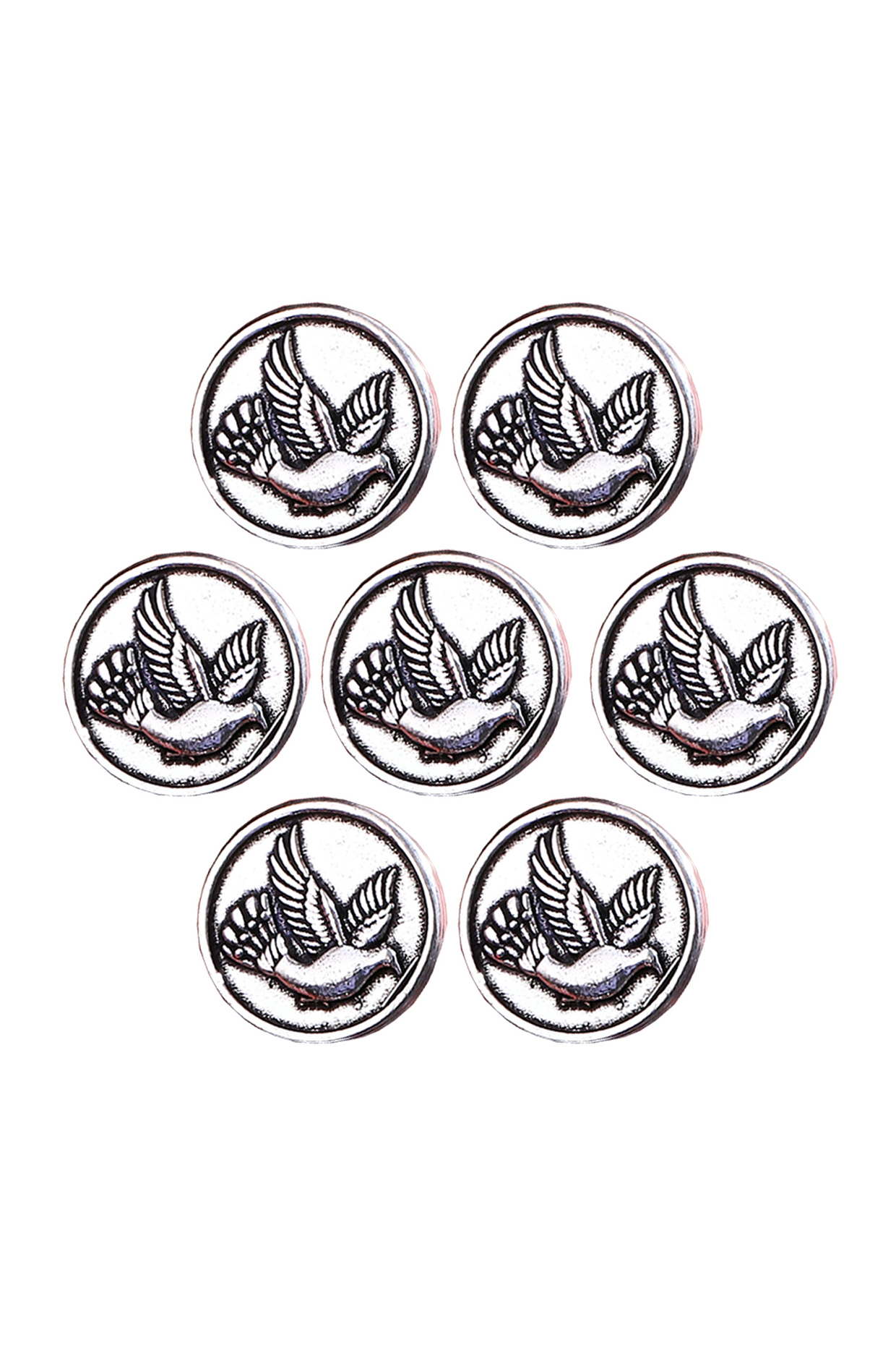Silver Oxidised Flying Bird Buttons (Set of 7) by Cosa Nostraa at Pernia's Pop Up Shop