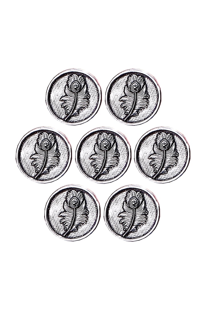 Silver Oxidised Peacock Grace Buttons (Set of 7) by Cosa Nostraa at Pernia's Pop Up Shop