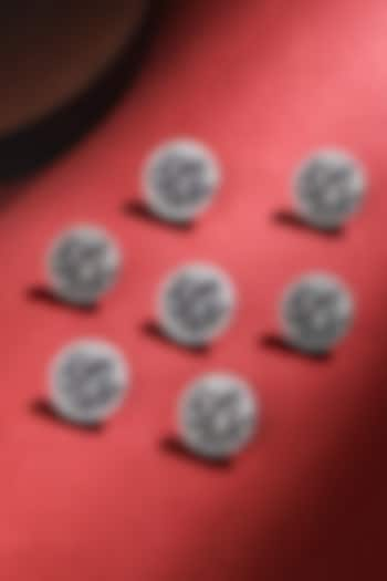 Silver Oxidised Lotus Garden Buttons (Set of 7) by Cosa Nostraa at Pernia's Pop Up Shop