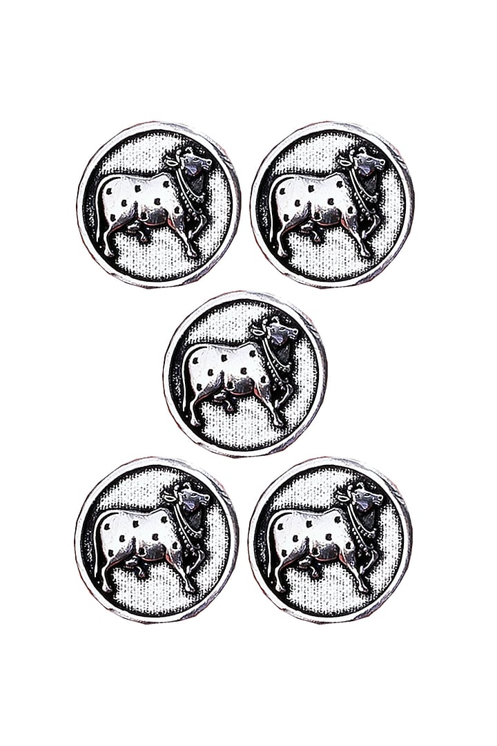 Silver Oxidised Classy Cow Buttons (Set of 5) by Cosa Nostraa at Pernia's Pop Up Shop