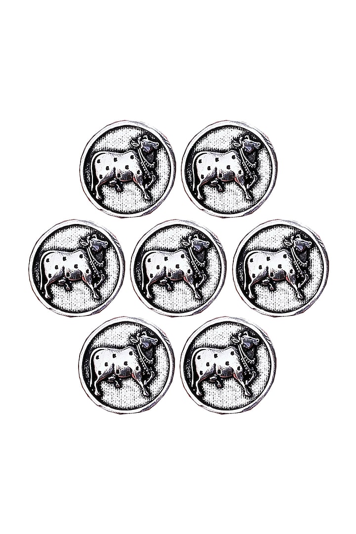 Silver Oxidised Classy Cow Buttons (Set of 7) by Cosa Nostraa at Pernia's Pop Up Shop