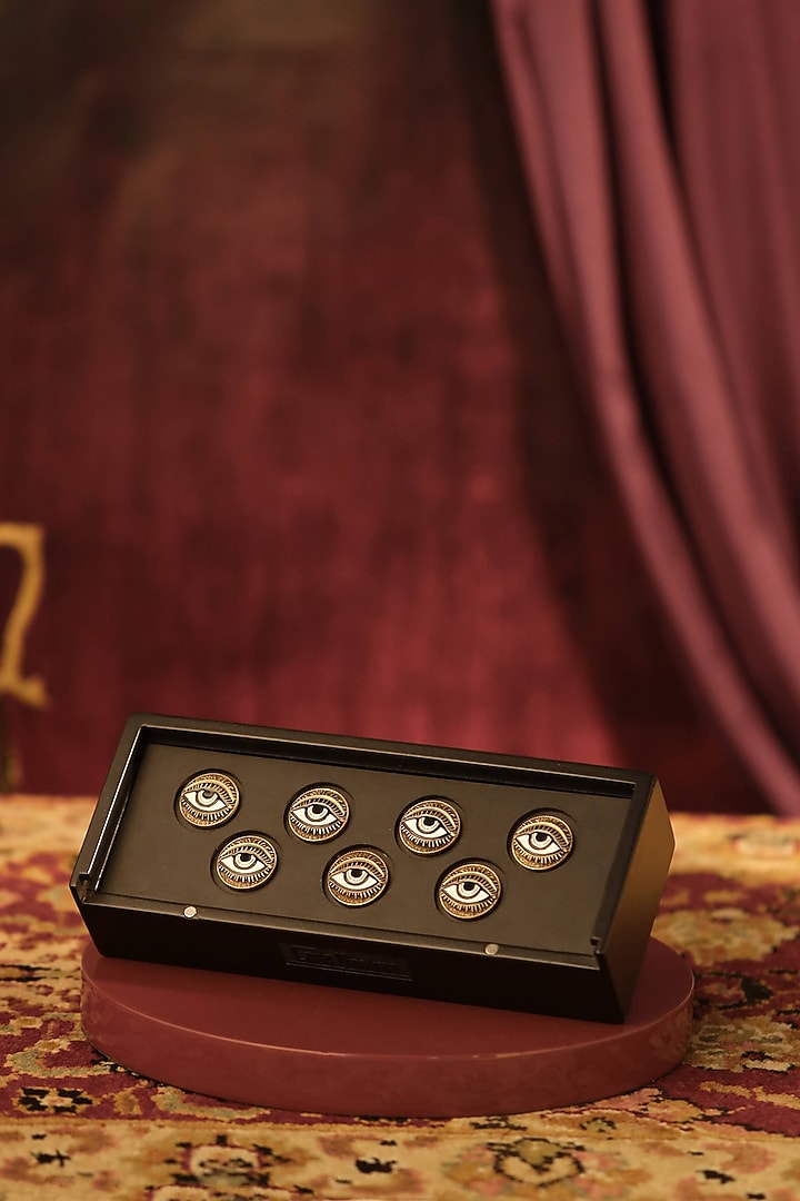 Antique Gold Third Eye Of Shiva Buttons (Set of 7) by Cosa Nostraa at Pernia's Pop Up Shop