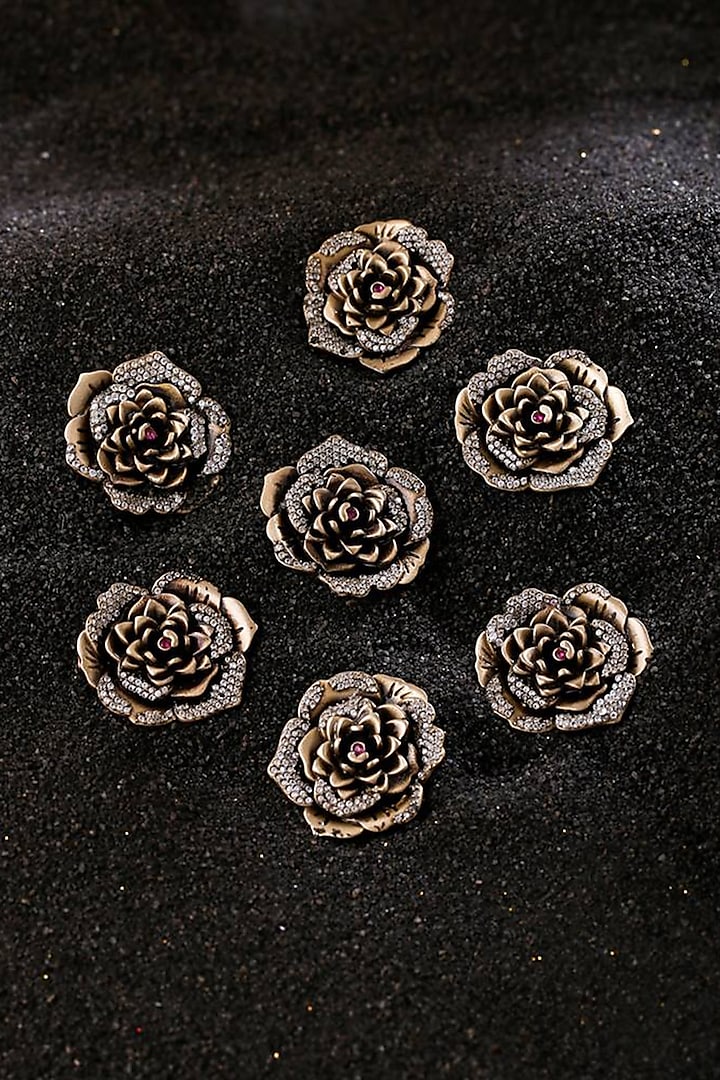 Antique Gold Regal Rose Buttons (Set of 7) by Cosa Nostraa at Pernia's Pop Up Shop