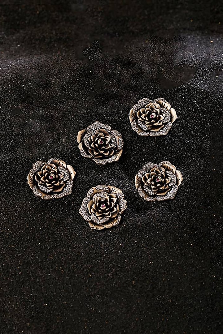 Antique Gold Regal Rose Buttons (Set of 5) by Cosa Nostraa at Pernia's Pop Up Shop