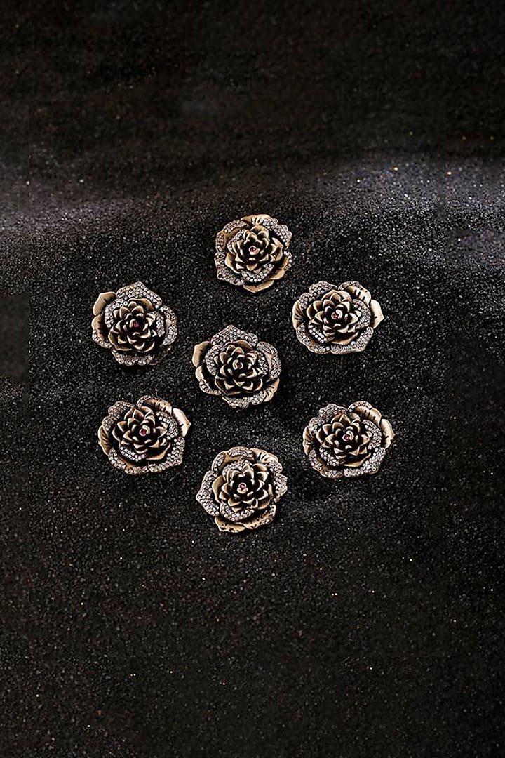 Antique Gold Regal Rose Buttons (Set of 7) by Cosa Nostraa at Pernia's Pop Up Shop