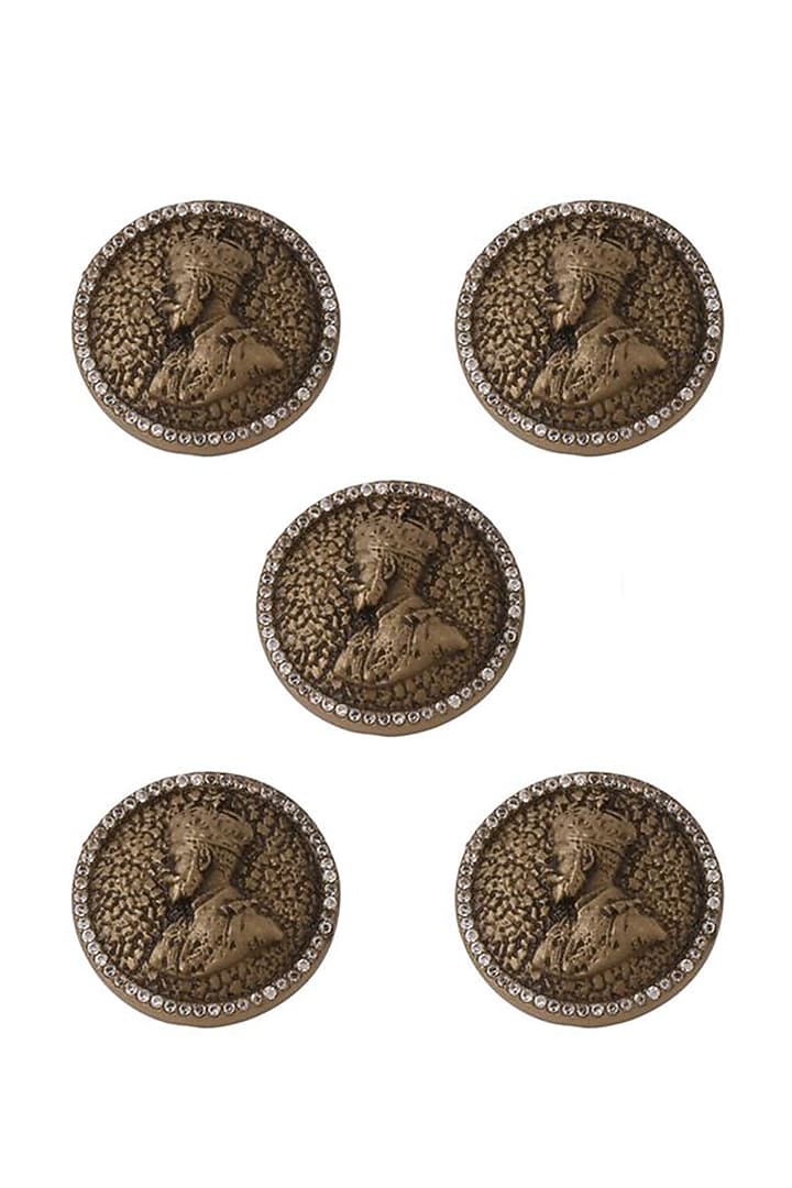 Antique Gold Noble King Buttons (Set of 5) by Cosa Nostraa at Pernia's Pop Up Shop