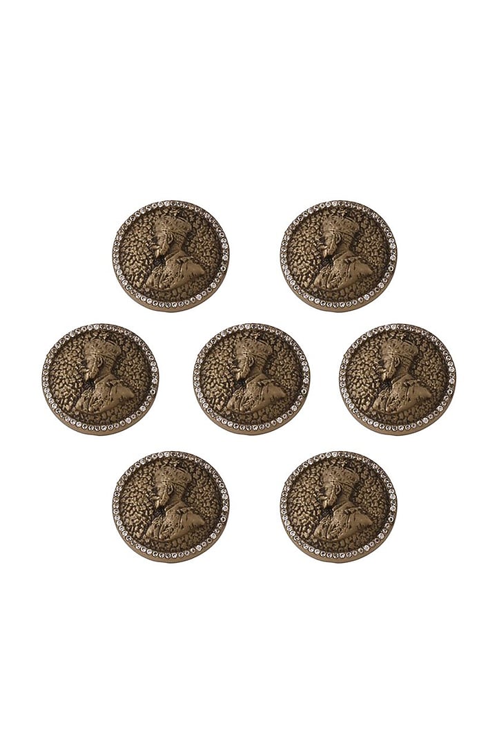 Antique Gold Noble King Buttons (Set of 7) by Cosa Nostraa at Pernia's Pop Up Shop
