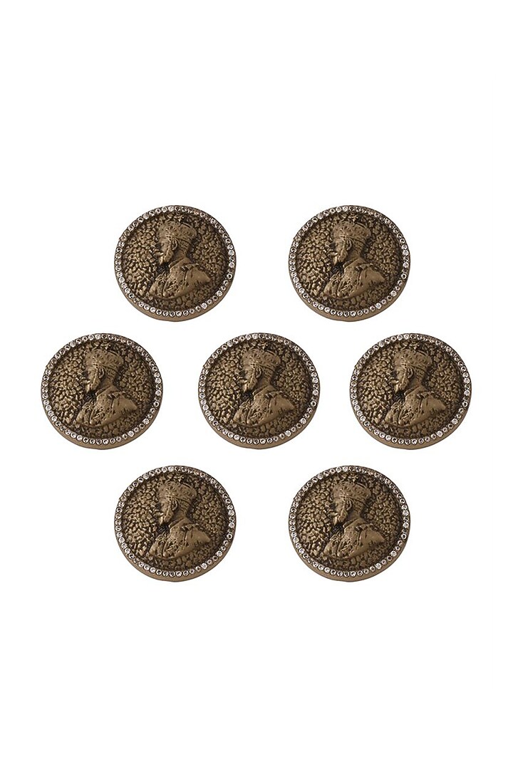 Antique Gold Noble King Buttons (Set of 7) by Cosa Nostraa at Pernia's Pop Up Shop