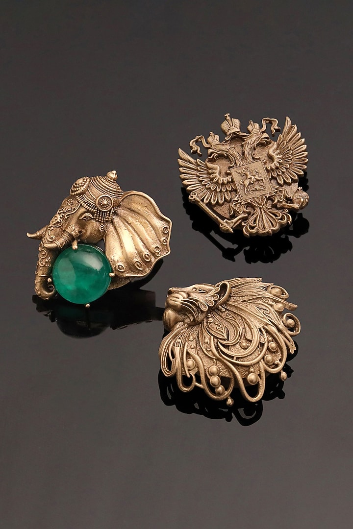 Antique Gold Brass Button Cover Combo Set by Cosa Nostraa at Pernia's Pop Up Shop