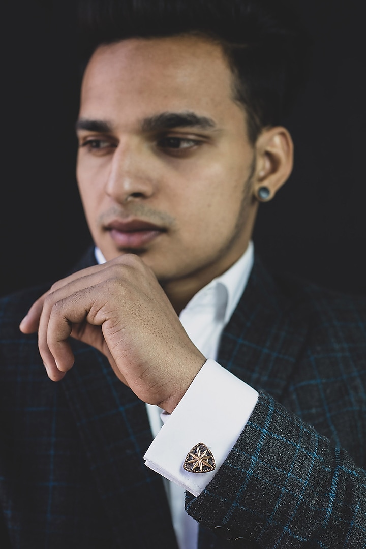 Antique Red Gold Finish Cufflink Set by Cosa Nostraa at Pernia's Pop Up Shop