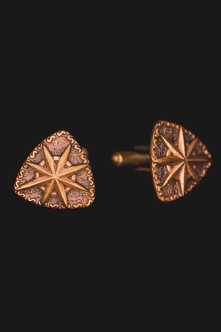 Antique Red Gold Finish Cufflink Set by Cosa Nostraa at Pernia's Pop Up Shop