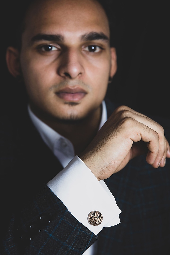 Antique Red Gold Finish Brass Cufflink Set by Cosa Nostraa at Pernia's Pop Up Shop