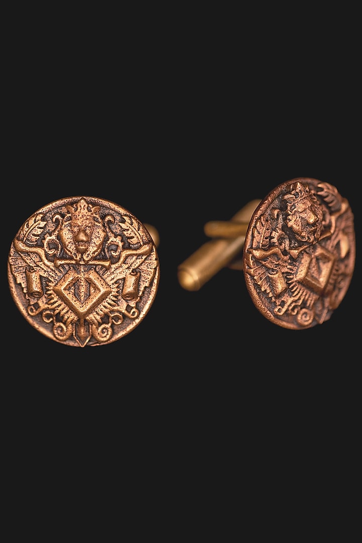 Antique Red Gold Finish Brass Cufflink Set by Cosa Nostraa at Pernia's Pop Up Shop