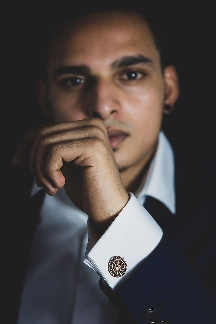 Antique Red Gold Finish Brass Cufflink Set by Cosa Nostraa at Pernia's Pop Up Shop