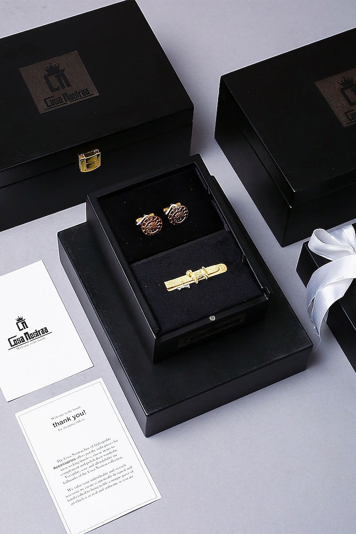 Antique Gold Finish Cufflink Set by Cosa Nostraa