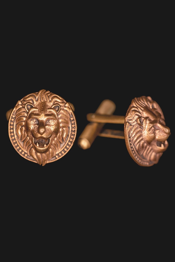 Antique Gold Finish Brass Cufflinks With Tie Pin by Cosa Nostraa at Pernia's Pop Up Shop
